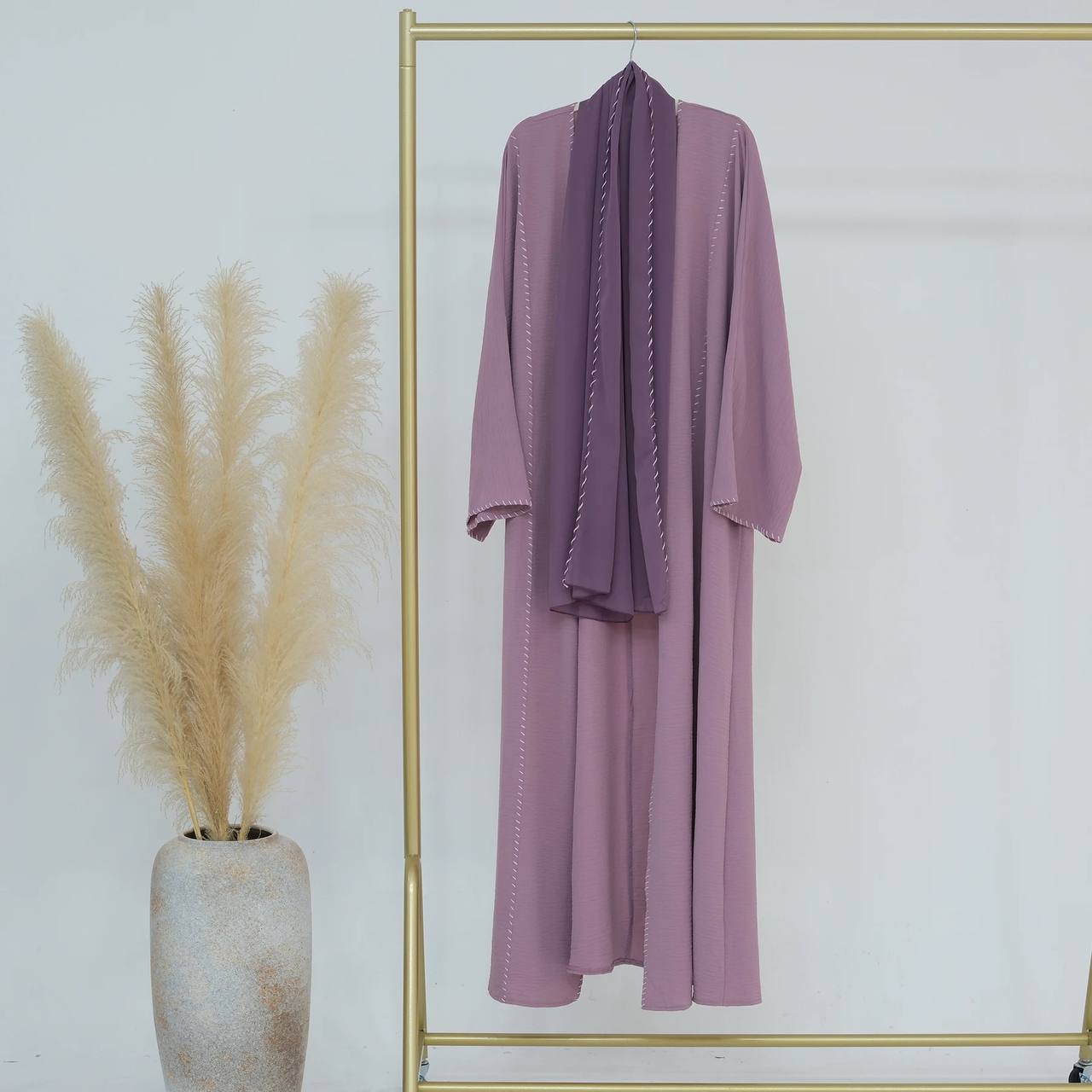 Open Abaya Cardigan with Matching Chiffon Hijab