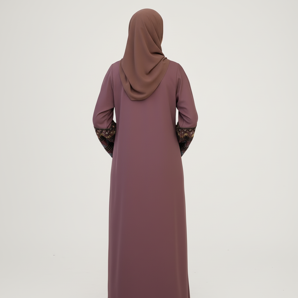 AI generated image for Beaded satin open abaya embroidered beads sleeve