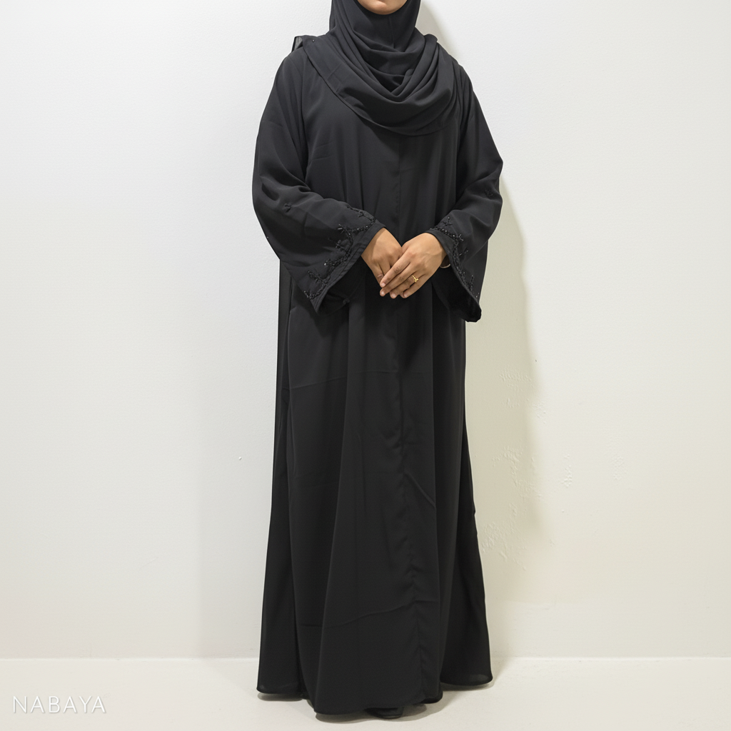 Open Abaya Cardigan with Matching Chiffon Hijab