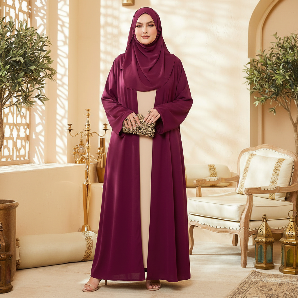 Open Front Abaya with Tank Dress