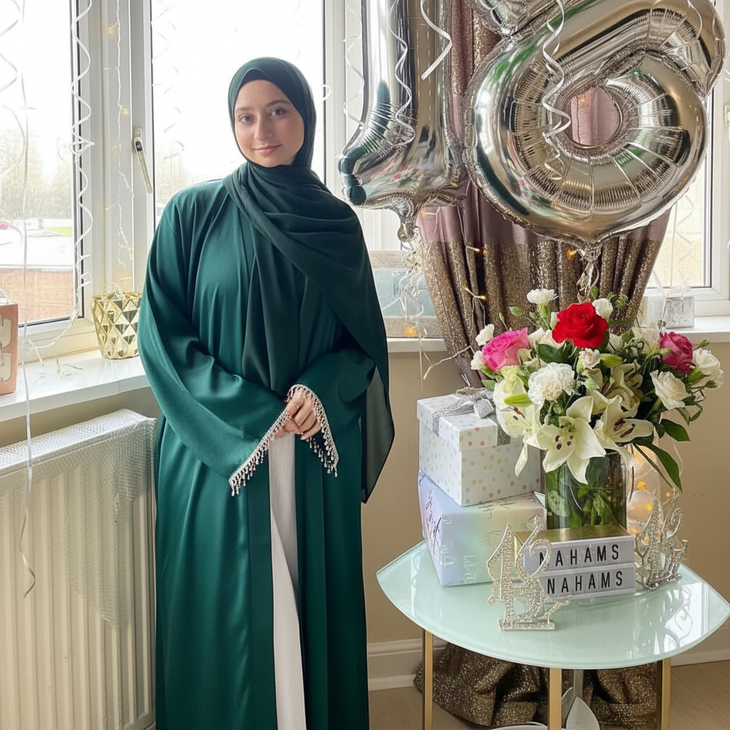 Satin abaya open with inner dress