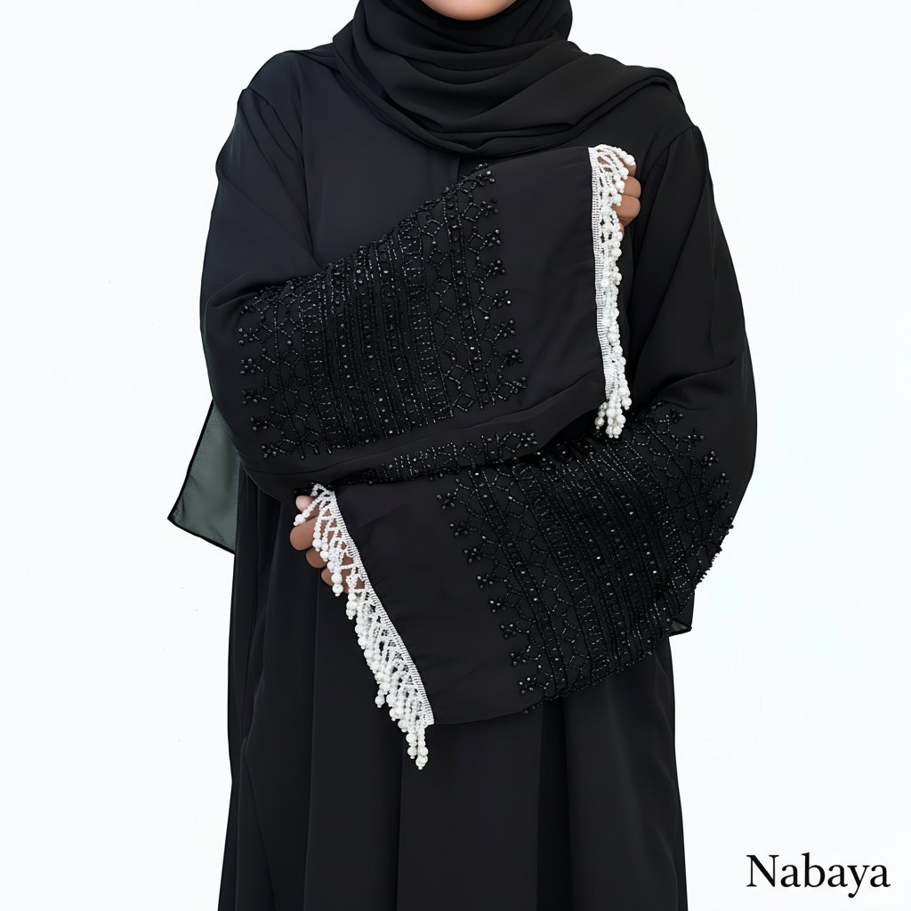 AI generated image for Elegant modest shinny beads abaya